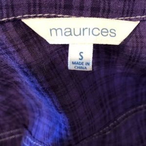 Purple long sleeve, v-neck button up